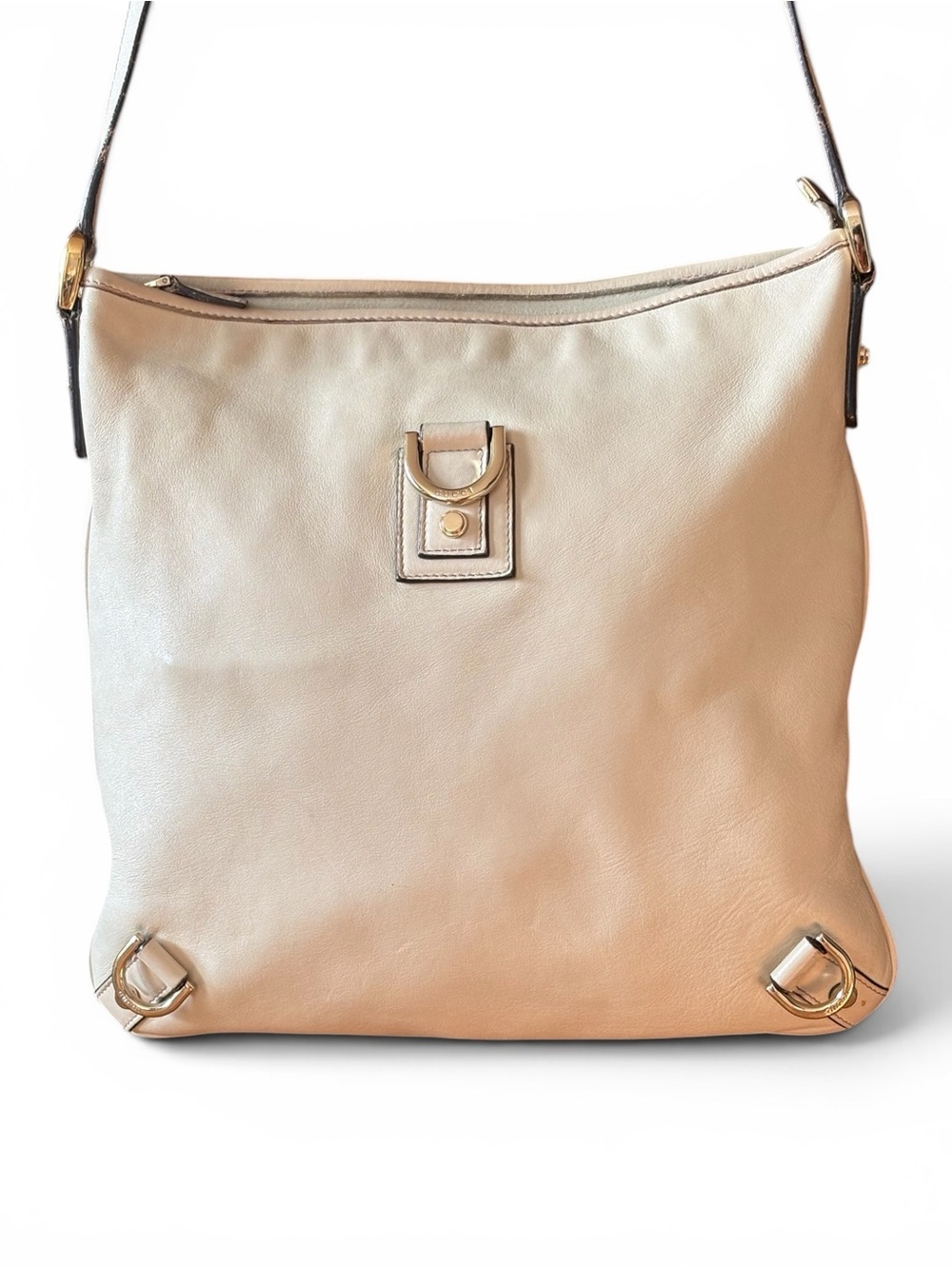 Gucci Abby D ring Neutral Cream Leather two way Bag with Gold Hardware